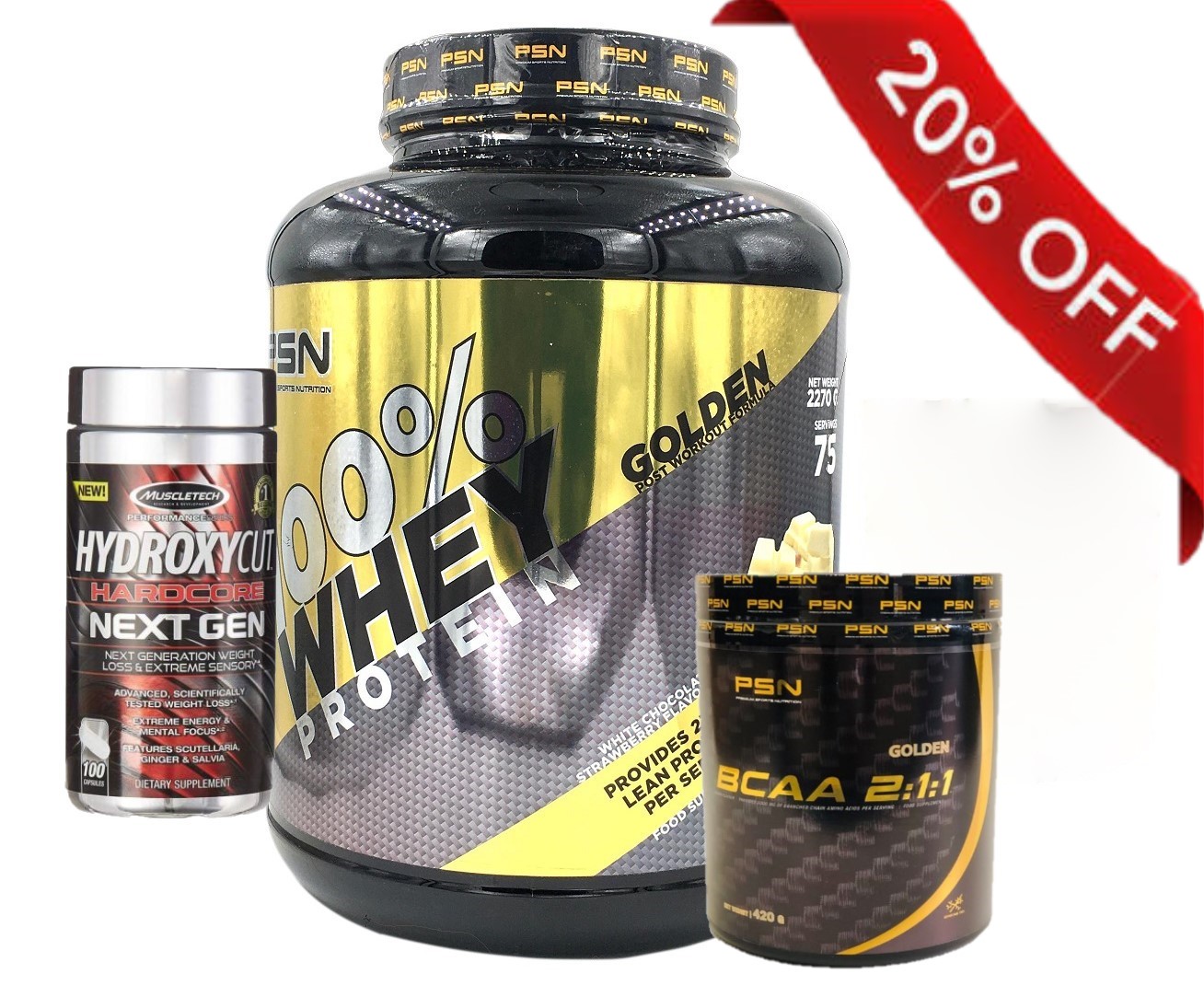 Golden Whey Concentrate + Hydroxycut Hardcore + BCAA