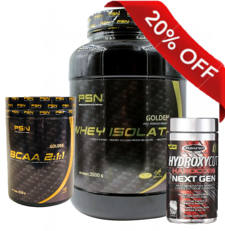 Golden Whey Isolate + Hydroxycut Hardcore + BCAA